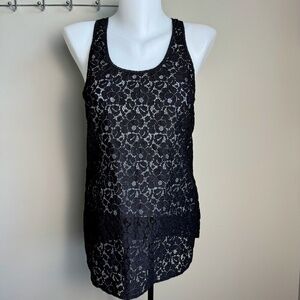 Wilfred Women's Black Crochet Lace See-Through Tank Top Size X-Small Lagenlook‎